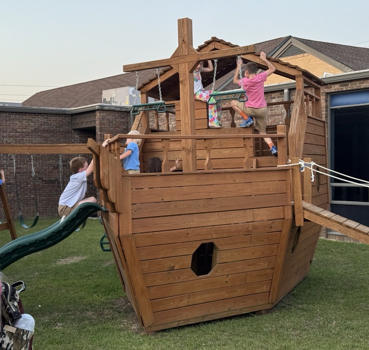 Children playing on the Noah's Ark playground