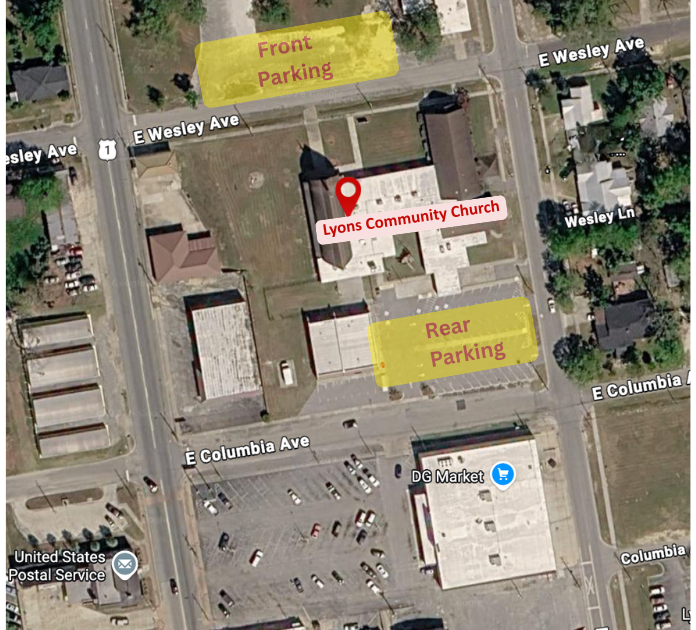 Aerial map showing front and rear visitor parking